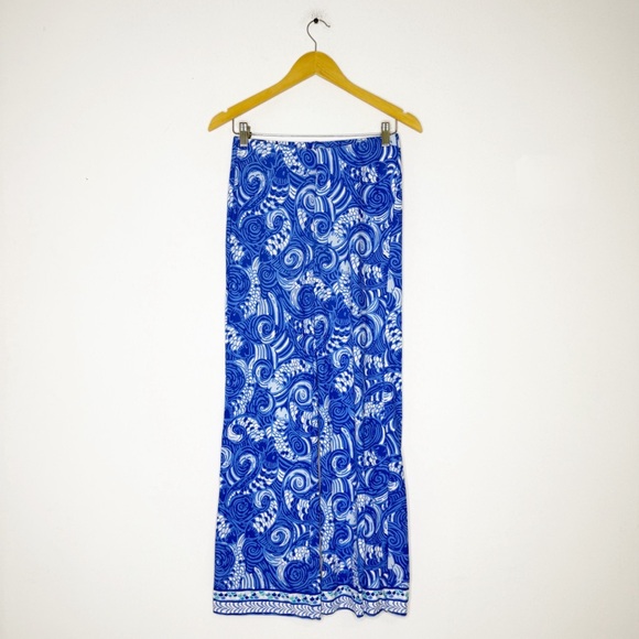 Lilly Pulitzer Georgia May Palazzo Pants Blue Fish Print Women’s XS - Picture 1 of 7